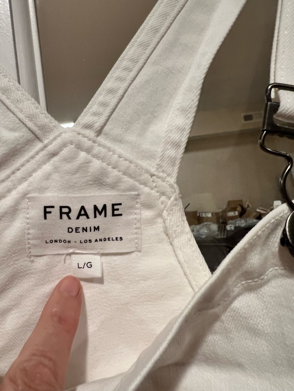 Frame Denim White Short Overalls with Bib - Picture 2 of 3